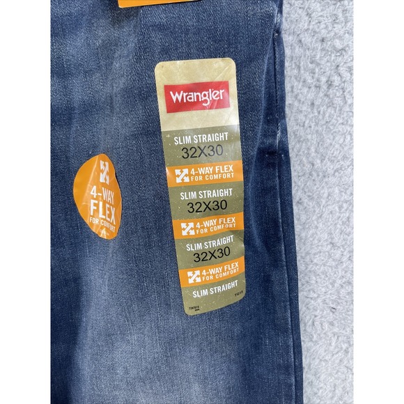 Wrangler Jeans Mens Size 30 x 32 New Ocean Blue 4 Way Flex Comfort,Slim Straight - Picture 8 of 14